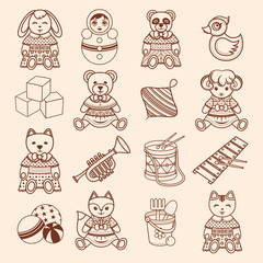 Kids toy set. Baby background. 