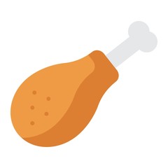 Chicken leg flat icon, food and drink, meat sign vector graphics, a colorful solid pattern on a white background, eps 10.