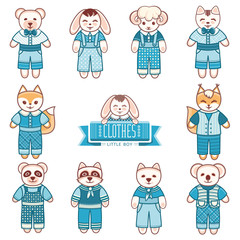  Children's animals ornament. Kid cute pet. 