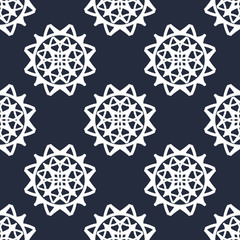 ORIENTAL PATTERN ON THE BLUE BACKGROUND
White oriental graphic is on dark blue background. This pattern can be used for textile, carpet, wallpaper, curtain and etc.