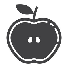 Apple cut glyph icon, food and drink, half sign vector graphics, a solid pattern on a white background, eps 10.