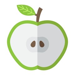 Apple cut flat icon, food and drink, half sign vector graphics, a colorful solid pattern on a white background, eps 10.
