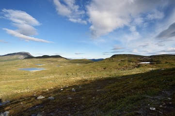 Lapland mountains with blue sky, Malla National Reserve