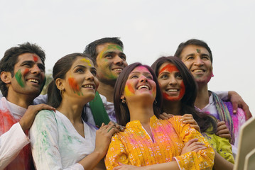 Friends celebrating Holi 