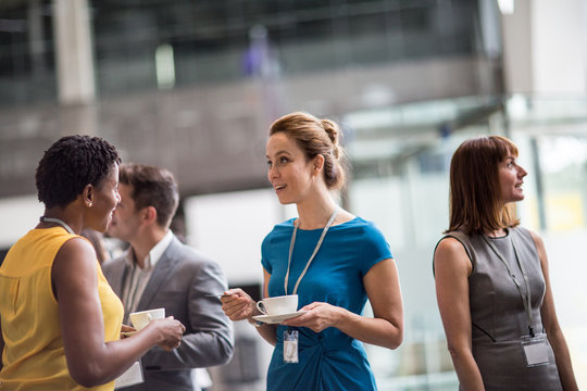 Female business executives meeting at a networking event