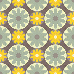 Seamless decorative floral background. Retro motif. Textile rapport.