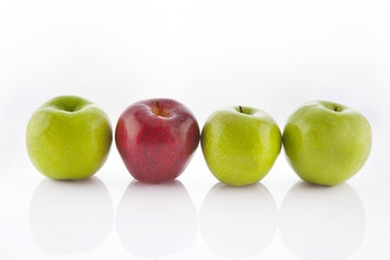 Green and red apples
