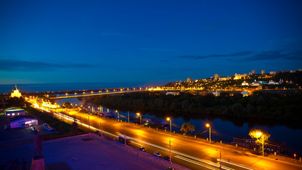 Two-lane highway on the outskirts of the city at rush hour
