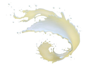 Milk abstract splashes, milk jets, drops and liquid shapes