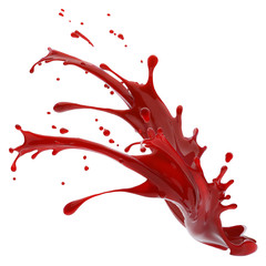 Red blood abstract splashes isolated on white background