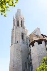 Fototapeta na wymiar Stone church in Girona, Spain: Esglesia de Sant Feliu