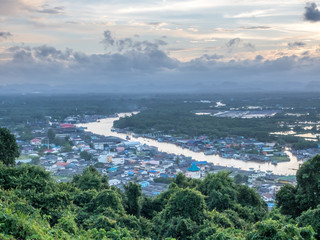 Fototapeta na wymiar Cityscape view of Chumphon estuary, Thailand