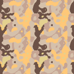 Modern pixelated camouflage seamless pattern to disguise in desert