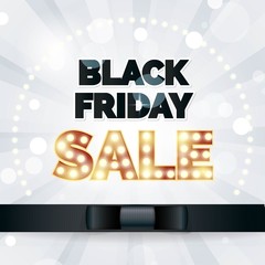 Black friday sale banner. Black Friday retro light background. Vector illustration