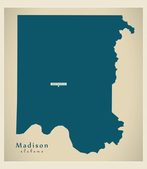 Modern Map - Madison Alabama county USA illustration