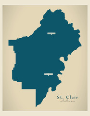 Modern Map - St Clair Alabama county USA illustration