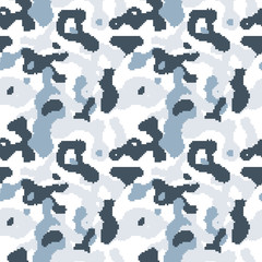 Modern pixelated camouflage seamless pattern to disguise in snow