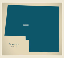 Modern Map - Marion Alabama county USA illustration