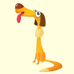 Funny and happy cartoon dog. Vector illustration of spaniel dog isolated. Design for icon or print