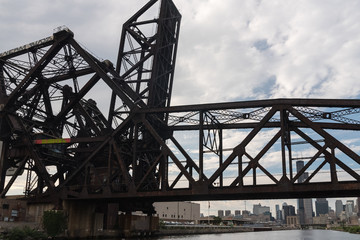 Bridge across a river in Chicago Downtown