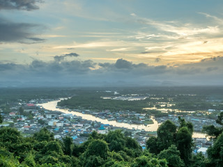 Fototapeta premium Cityscape view of Chumphon estuary, Thailand
