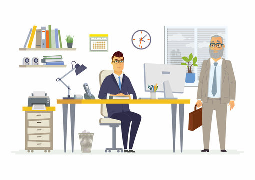 Office Scene - modern vector cartoon business characters illustration