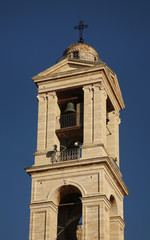 Church of the Nativity – Greek Orthodox campanile in Bethlehem. Palestinian territories. Israel