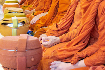 Thai Buddhist monks paying respect.