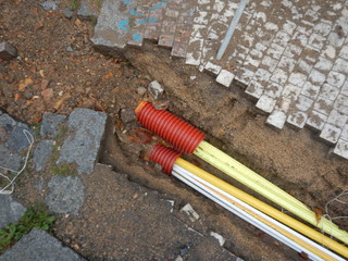 reconstruction of a street with instalation of pipes
