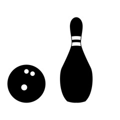 Pin and bowling ball black color icon .