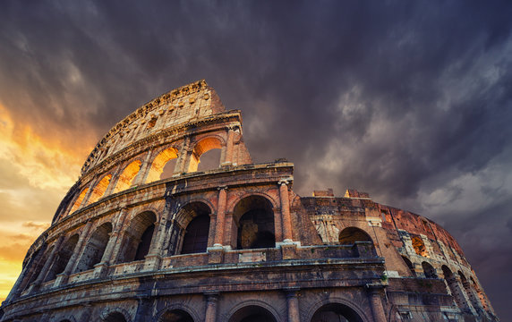The Colosseum or Flavian Amphitheatre (Amphitheatrum Flavium or Colosseo)