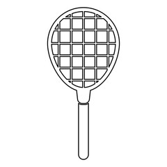Tennis racquet black color icon .