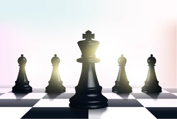 Chess figures - strategy and leadership concept. Vector 3d  illustration