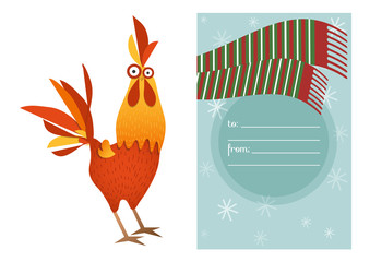 Merry Christmas greeting card, santa, deer, Xmas decoration, retro designs. Holiday themed patterns. Vector