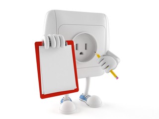 Outlet character with blank clipboard