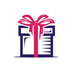 stylish gift illustration, icon design, isolated on white background. 