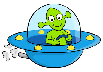 Außerirdischer fliegt in einem UFO 