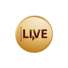 live icon within a gold circle, illustration design, isolated on white background. 