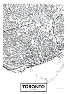 Detailed vector poster city map Toronto