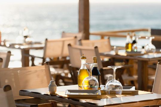 Table Setting In A Seaside Restaurant