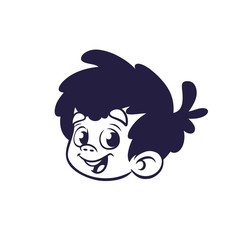 Cartoon Boy Face icon outlined. Vector illustration of a small boy emblem