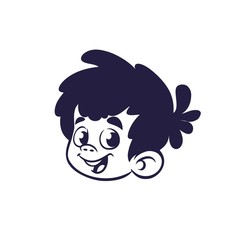 Cartoon Boy Face icon outlined. Vector illustration of a small boy emblem