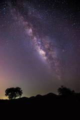 Fototapeta na wymiar night landscape mountain and milkyway galaxy background , thailand , long exposure ,low light