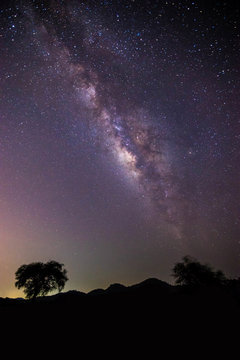 night landscape mountain and milkyway  galaxy background , thailand , long exposure ,low light