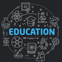 Black Line Flat Circle illustration education