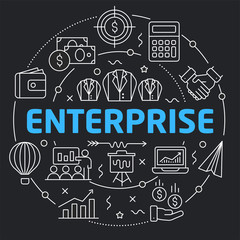 Black Line Flat Circle illustration enterprise