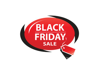 black friday within a bold oval with price tags, illustration design, isolated on white background. 