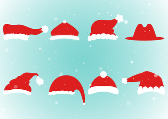 Santa Claus red hat silhouette isolated on background. Santa head hat vector.