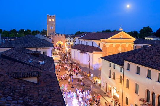 Festival Noale under moonlight. Noale, Venezia, Italy.