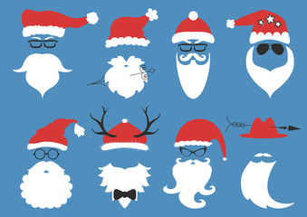 Vector hipster Santa Claus. Silhouette with cool beard and glasses.